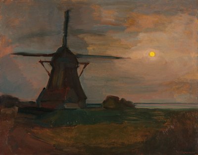 Oostzijdse Mill in Moonlight, c.1907 by Piet Mondrian